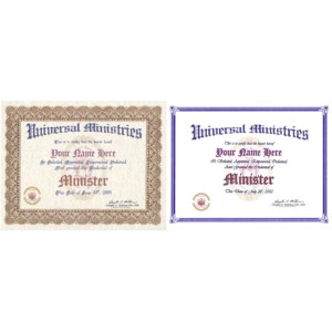 Faith Specific Ordination Certificates Faith Specific Ordination Certificates
