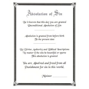 Blank Absolution Certificate