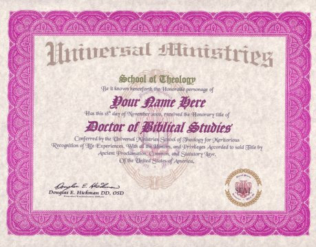 Biblical Religious Doctorate Degree