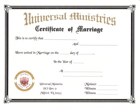 Plain Certificate of Marriage