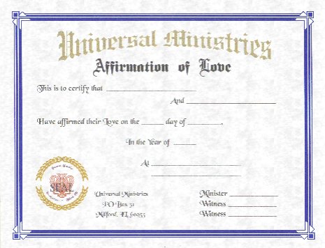 Plain Affirmation of Love Certificates